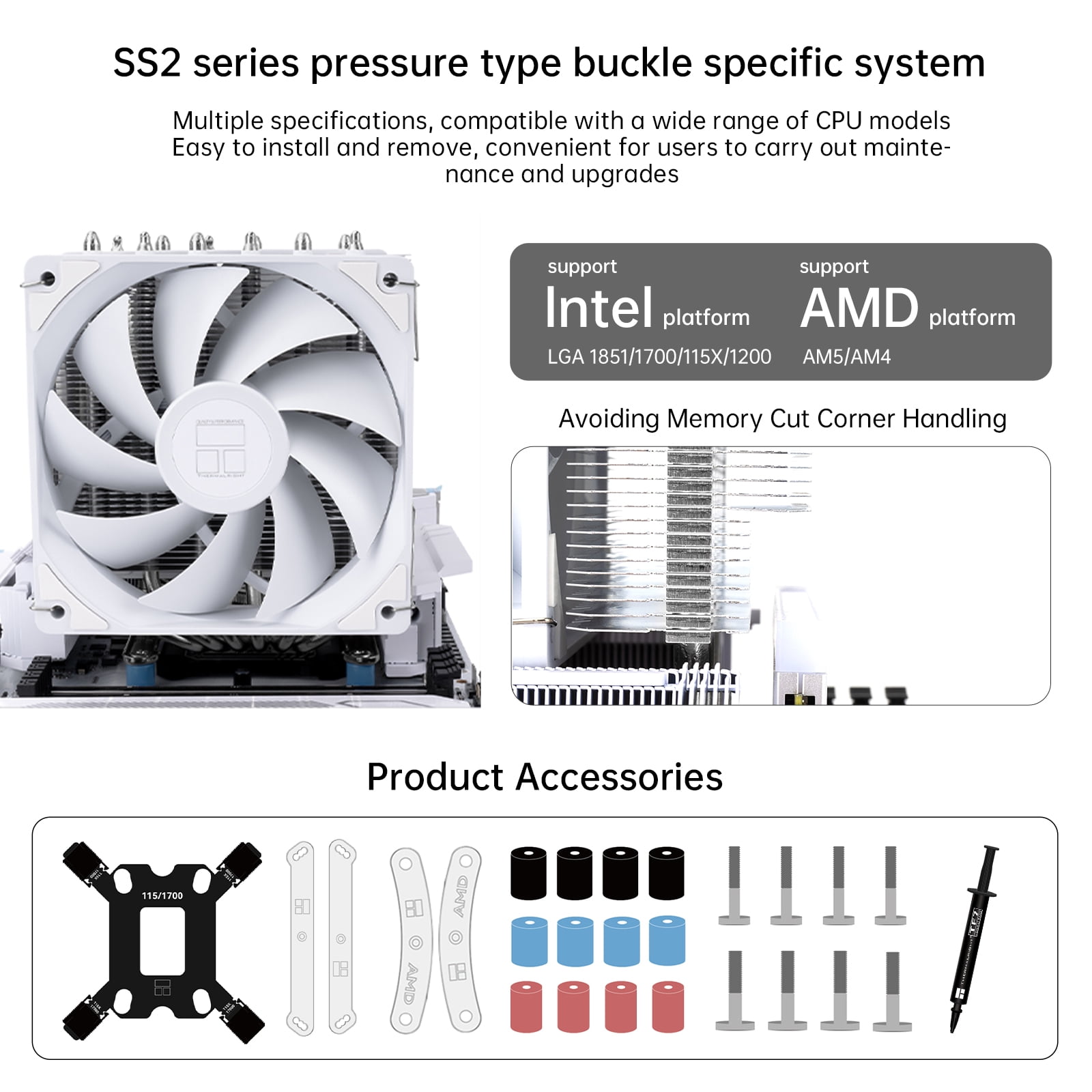 Thermalright Peerless Assassin 120 SE White V2 CPU Air Cooler, 6 Heat Pipes AGHP GEN 5.0 Technology, Aluminium Heatsink Cover, 1850RPM PWM Fans For AMD AM4/AM5 Intel LGA 1851/1700/115X/1200