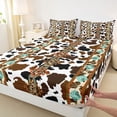 thumbnail image 4 of Erosebridal Adult Retro Aztec Bed Sheets, Brown Cow Print King Sheets, 4 Pieces, 4 of 5