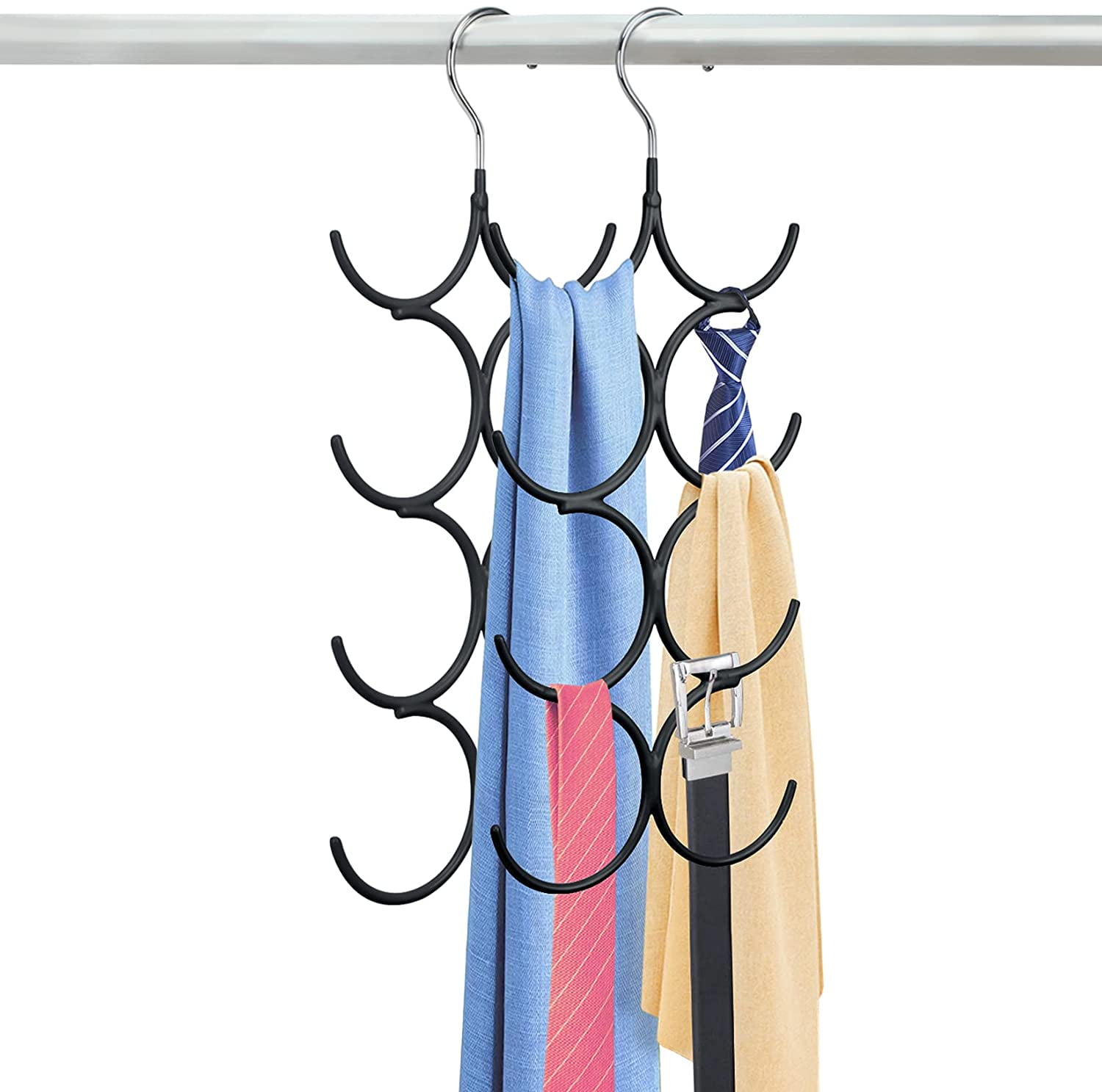 Tie belt scarves 24 Organizer Closet Mounted Rack Holder Hanger 