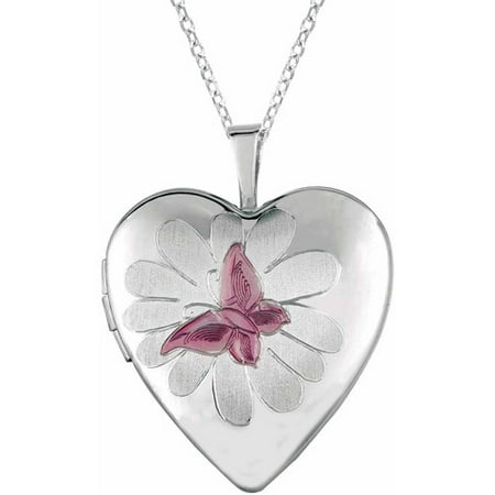 Sterling Silver Heart-Shaped with Butterfly Locket