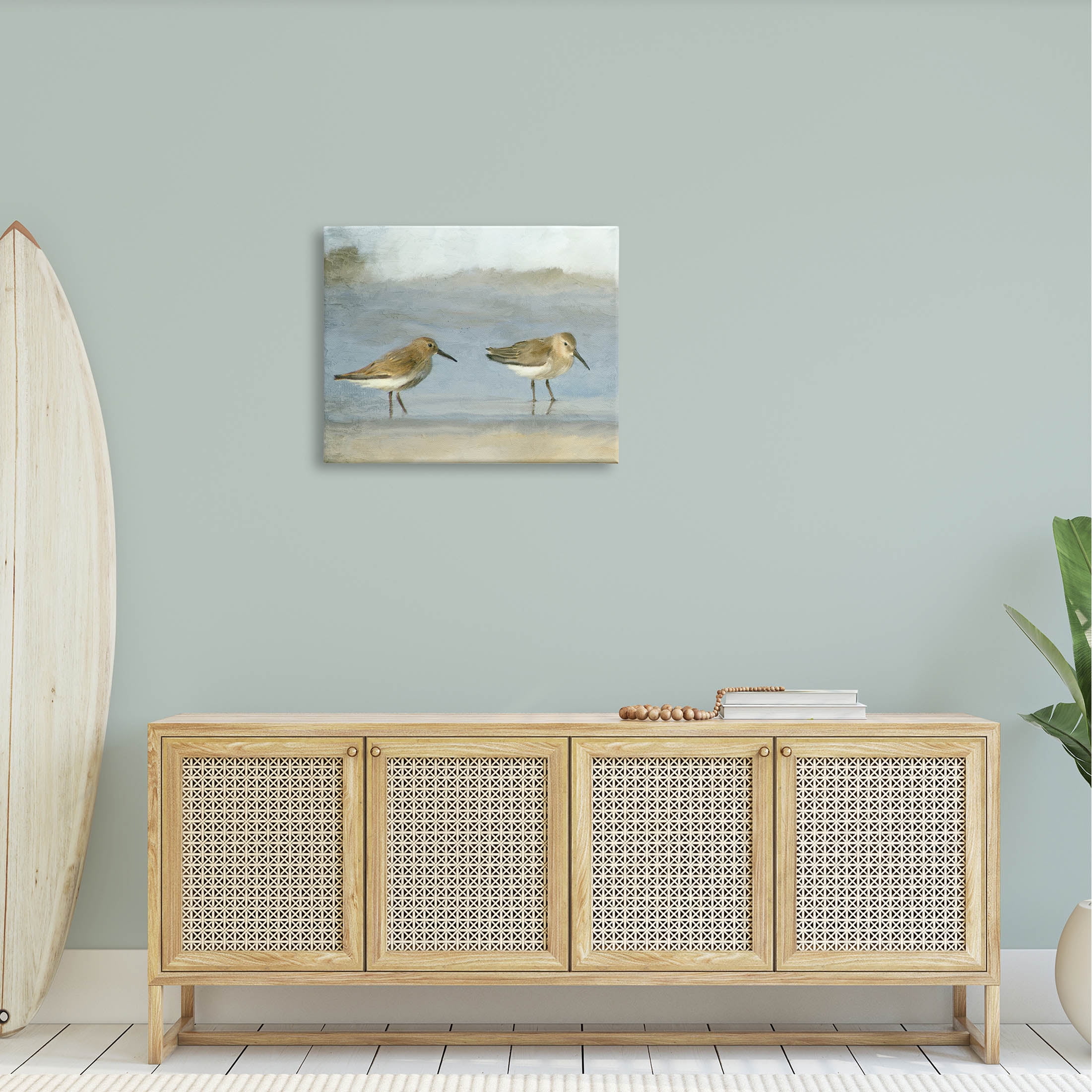 Stupell Industries Two Sandpipers Stepping Beach Shore Painting Gallery Wrapped Canvas Print Wall Art, Design by Kim Allen