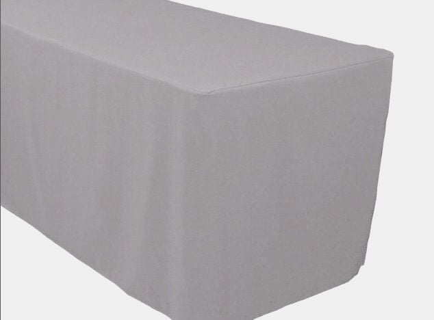 Fitted Polyester Tablecloth Trade show Booth Wedding Table Cover WHITE 6' ft 