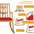 thumbnail image 6 of Patiojoy Outdoor Rocking Chair Acacia Wood Armrest Cushioned Sofa W/Removable High-Density Cushion for Garden Red, 6 of 7