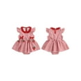 thumbnail image 2 of Rovasas Baby Girl Dress, Fly Sleeve Crew Neck Strawberry Plaid Dress, 2 of 9