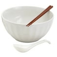 thumbnail image 6 of Infuse 8 Piece Ceramic Ramen Bowl Set with Chopsticks and Spoons, White, 6 of 6