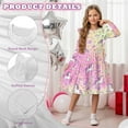 thumbnail image 5 of FKELYI Unicorn Rainbow Planet Print Ruffle Twirly Dress for Girl Long Sleeve Crew Neck Casual Dress for Party Holiday Spring Fall Playwear for 3-14 Y Girls, 3-4 Y, 5 of 6
