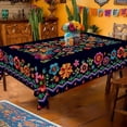 thumbnail image 2 of Mexican Floral Tablecloth for Dining Table, Mexican Folk Art Floral Tablecloth, Mexican Tablecloth, Vibrant Colorful Folk Art Pattern Table Cover, 2 of 7