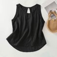 thumbnail image 3 of Bovemsi Women's Cotton Linen Camisole - Solid Color Pleated Sleeveless Vest, Versatile for Outer/Inner Wear, Black Base Layer, 3 of 7