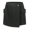 thumbnail image 4 of vigerkar Women High Waisted Wrap Denim Casual Y2k Denim Cargo Jeasn Skort Cross Over Waist Asymmetrical Mini Skirts Grey, 5XL, 4 of 9