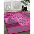 thumbnail image 3 of Ahgly Company Machine Washable Indoor Rectangle Transitional Neon Pink Area Rugs, 3' x 5', 3 of 7