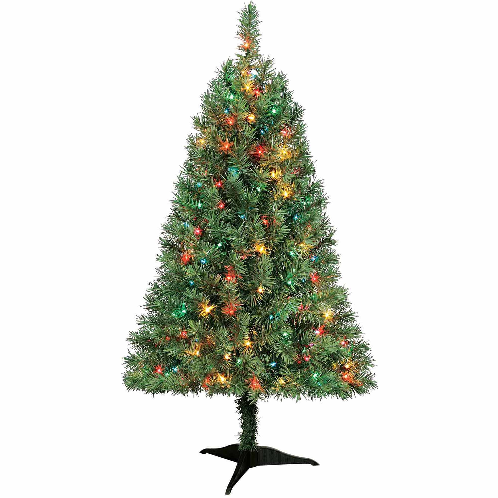 Holiday Time Pre-Lit 4' Indiana Christmas Tree, Green, Multi-Colored ...