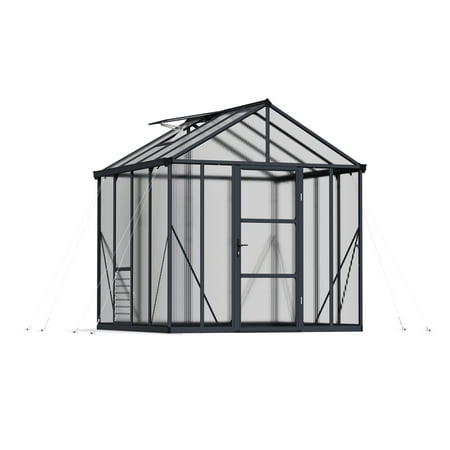 Palram - Canopia Glory 8' x 8' Walk-In Greenhouse - Gray - with Automatic Roof Vent Opener