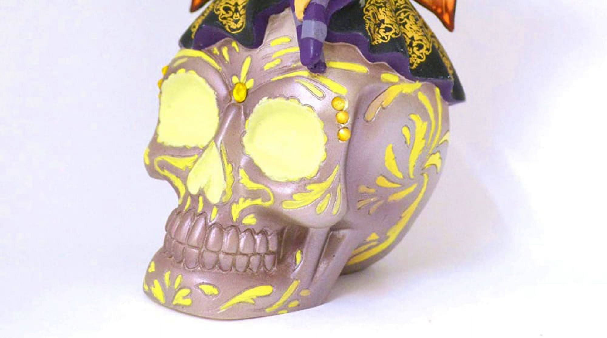 The Hamilton Collection Spirit of The Inspiring Hope Glow in The Dark Sugar Skull Decor by Jasmine Becket-Griffith 6-inches