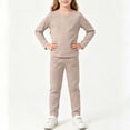 thumbnail image 4 of BLVB 1T-12Y Toddler Kids Girls Boys Soft Comfy 2PCS Set Long Sleeve Plain Shirts and Pants Sets Cotton Sleepwear Lounge Pajama Sets(Rose Gold,9-10 Years), 4 of 4