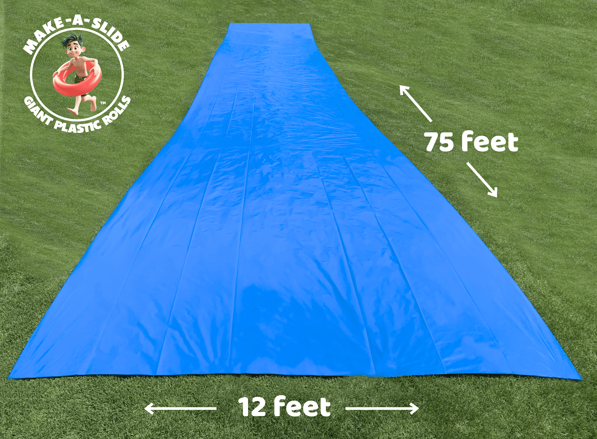Make-A-Slide™ - 75 FEET LONG - Giant blue backyard slip and slide water slide for kids and adults
