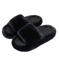 thumbnail image 4 of Zapatillas de mujer con suela antideslizante, zapatos deslizantes con forro de piel sintética, puntera abierta y peluda, 4 of 6
