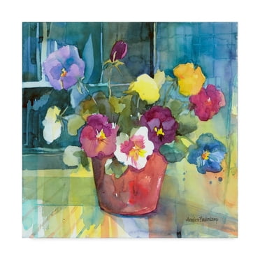 Trademark Fine Art 'Potted Pansies' Canvas Art by Annelein Beukenkamp