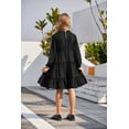 thumbnail image 7 of Arshiner Girls' Dresses V neck Long Sleeve Chiffon Swiss Dot Ruffle Tiered Boho Party Midi Dress Black 11-12 Years, 7 of 7