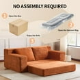 thumbnail image 4 of 71.65" Boneless Cloud Loveseat, Comfortable Deep Seat Sofa Bed, Reversible Cushion with Pillows, Modern Small Corduroy Couch for Living Room Bedroom, No Assembly Required (Orange), 4 of 7