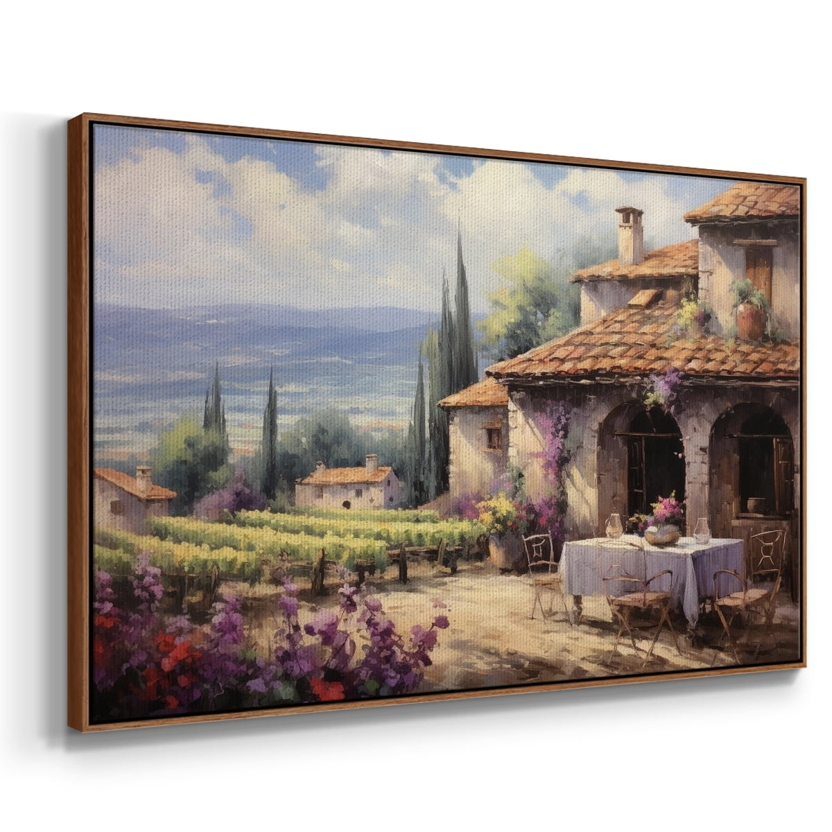 Vintage Landscape-CCLIII By Wexford Home Framed in Walnut Wood Gallery Wrapped Canvas 27 in. x 41 in.