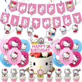 thumbnail image 3 of Decoración de fiesta de cumpleaños con tema de Hello Kitty para niños, plato de taza de papel, regalos de globos de gatito rosa, suministros de Decoración de Pastel, 3 of 4