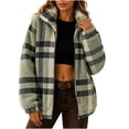 thumbnail image 2 of AnuYalue Womens Fleece Jacket Full Zip Plaid Winter Warm Coat Plush Long Sleeve, Ribbed cuffs, Cozy Outerwear with Pockets, 2 of 7