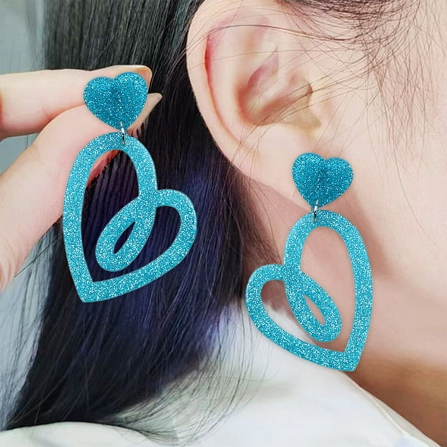 Valentines Day Hot P-ink Heart Earrings Hollow Europe And The United States Earrings Uncomplicated Korean Earrings Earrings Ear Jewelry Female