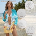 thumbnail image 6 of Xoenoiee Beach Starfish Seashell Print Women's Swimsuit Beach Cover Ups Shirt V-Neck Button Down Bathing Suit Coverup Bikini Swimwear for Beach Vacation Pool, 3XL, 6 of 7