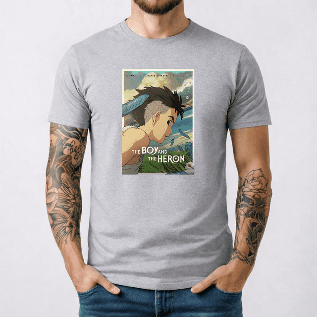 Studio Ghibli le Garçon et le Héron T-Shirt Graphique Aquarelle