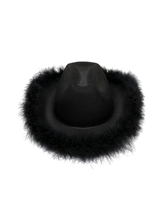 Charmgo Cowgirl Hat Clearance, Novelty Cowboy Hat with Feathers for Women Cowboy Hat for Women Party Dress Up Cowboy Hats for Women Cowboy Hat Men, Hats for Men Black