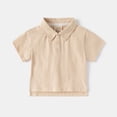 thumbnail image 2 of Toddler Boys Polo Shirts Summer Solid Color Short Sleeved Color Blocked Sweat Absorbent Shirt Casual Daily Children Boys T-Shirts，8 -10 Years, 2 of 4