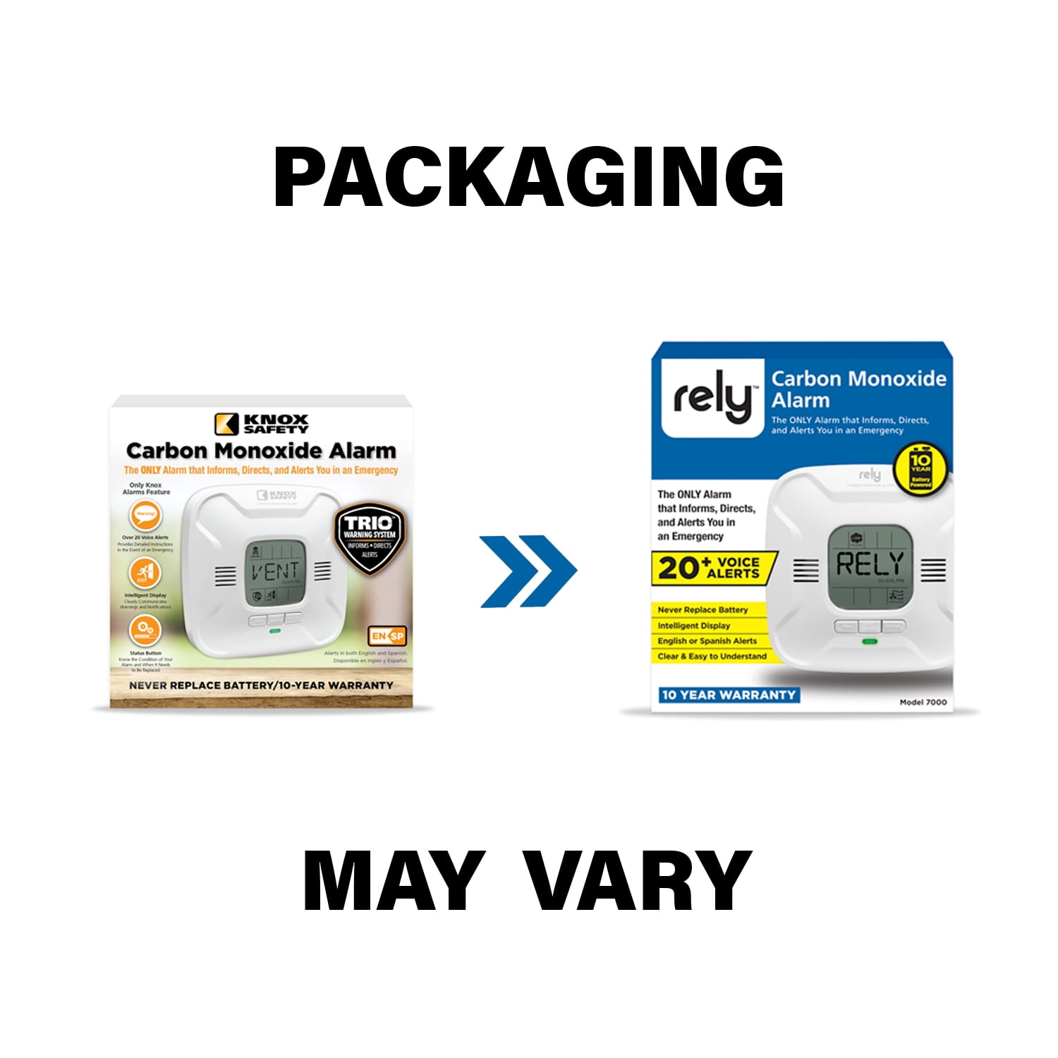 Rely Battery Operated Carbon Monoxide Detector, Voice Alert & Display, 10-Year Lithium Power