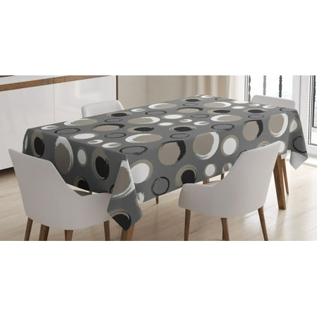 

Taupe Tablecloth Grunge Circles Dots Brushstrokes Hand Painted Modern Design Messy Artistical Rectangular Table Cover for Dining Room Kitchen 52 X 70 Inches Black White Taupe by Ambesonne