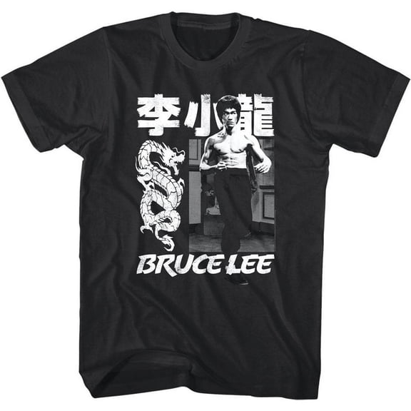 Bruce Lee Chinese Dragon Men's T Shirt (Black, Big&Tall2XLT)