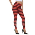 thumbnail image 3 of HDE Trendy Design Workout Leggings Fun Fashion Graphic Printed Cute Patterns Black and Red Horizontal Stripes - M, 3 of 6