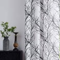 thumbnail image 3 of Decoultimatex White Semi Sheer Curtains Black and Grey Branches Printing on Linen Textured White Window Treatment Panels for Living Room Bedroom Drapes, 50"x96"x2, 3 of 6