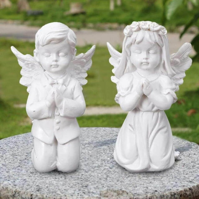 fastboy Resin White Angel Statue Desktop Decor Collection Window Props Christmas prayer boy