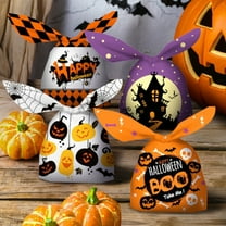 Happy date 50Pcs Halloween Treat Bags Candy Bags for Halloween Party, Halloween Candy Bags for Kids Trick or Treat, Plastic Small Halloween Goodie Bags Halloween Party Favor Bags Party Supplies