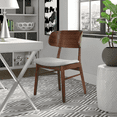 thumbnail image 4 of Modern Farmhouse Walnut Wood Finished Dining Chairs with Elbow Back, Upholstered Fabric Cushion Seat, Set of 2, 4 of 10