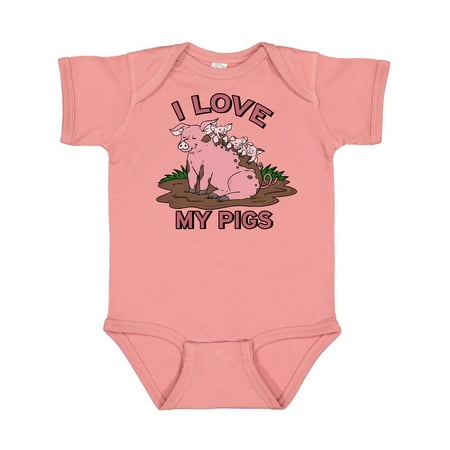 

Inktastic I Love My Pigs with Cute Pig Family Gift Baby Boy or Baby Girl Bodysuit