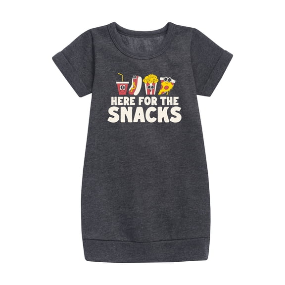 Instant Message - Here For The Snacks - Toddler & Youth Girls Fleece Dress