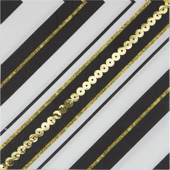 Serviettes avec rayures à sequins or