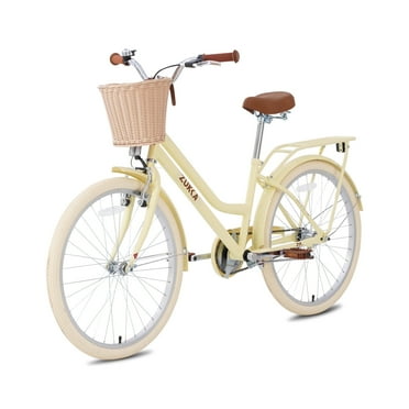 Bstjewey 24" Kids Road Bike with Basket & Rear Rack,Yellow, for Boys & Girls, Ages 14 