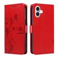 thumbnail image 7 of for iPhone 16 Wallet Case, [with Card Holder] Embossed Pattern PU Leather Detachable Wrist Strap Slim Shockproof Protective Flip Stand Phone Case for iPhone 16 Women Girls, Red, 7 of 7
