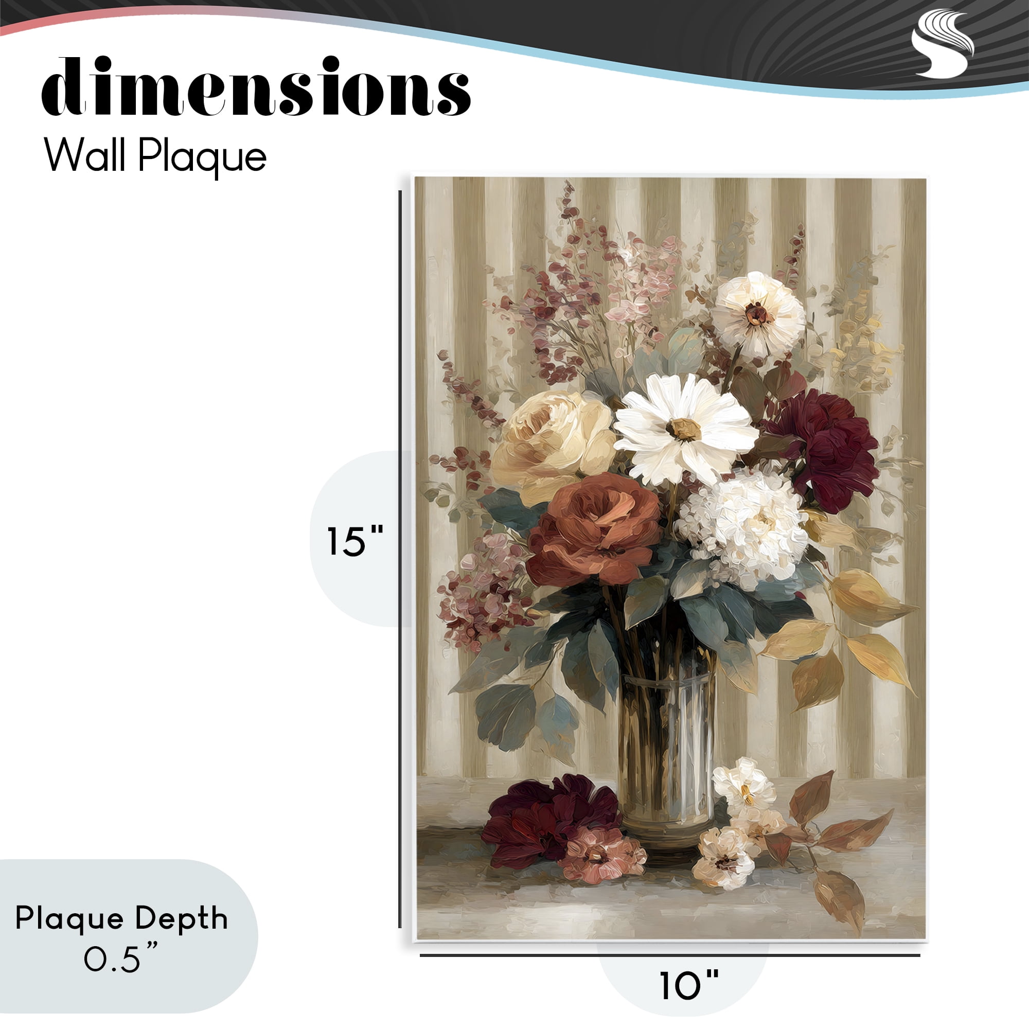 Stupell Industries Vintage Arrangement with Stripes Wall Plaque Art, design by Petal Prints Design