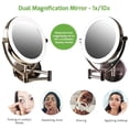 thumbnail image 6 of OVENTE 9.5" Lighted Wall Mount Makeup Mirror, Double-Sided LED,10X Magnifier, MLW45AB1X10X, 6 of 10