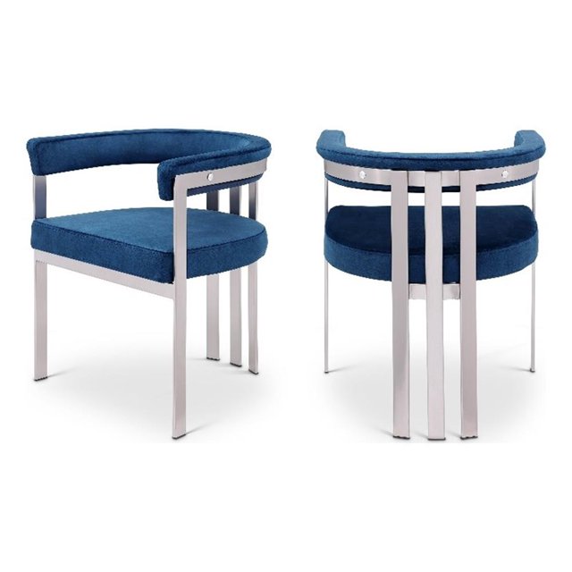 Pemberly Row Contemporary Navy Velvet Dining Chair (Set of 2)