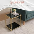 thumbnail image 5 of Kings Brand Furniture Side End Table – Black Faux Marble Shelves & Gold Metal Frame for Bedroom & Living Room, 5 of 10