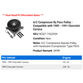 thumbnail image 2 of A/C Compressor By Pass Pulley - Compatible with 1989 - 1991 Chevy Corsica 1990, 2 of 2