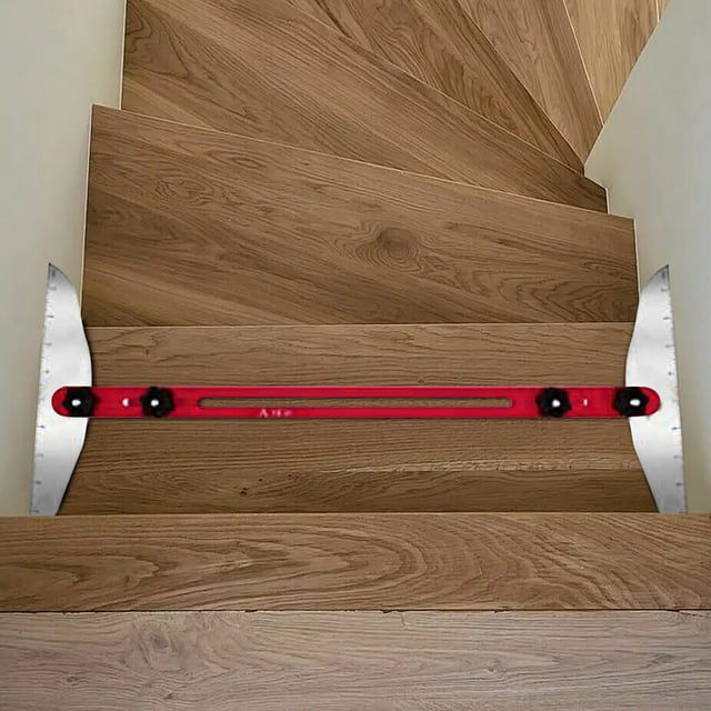 Stair Tread Template Tool and Gauge Set for Precision Staircase Layout Measuring and Drywall Cutting